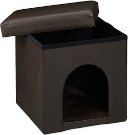 relaxdays Sitzhocker mit Hundebox braun 38,0 x 38,0 x 38,0 cm