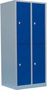 LÜLLMANN Spind enzianblau, lichtgrau 523221, 4 Schließfächer 80,0 x 50,0 x 180,0 cm