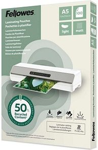 Fellowes Laminierfolien mit 50% recyceltem Anteil matt für A5 75-80 micron, 100 St.