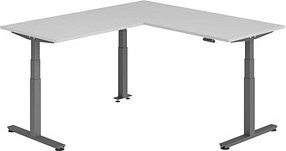 HAMMERBACHER XDSMW1912 elektrisch höhenverstellbarer Schreibtisch lichtgrau rechteckig, T-Fuß-Gestell grau 180,0 x 200,0...