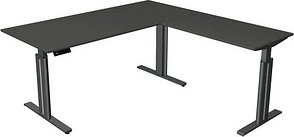 Kerkmann Move 3 elegant elektrisch höhenverstellbarer Schreibtisch anthrazit L-Form, T-Fuß-Gestell grau 180,0 x 180,0 cm