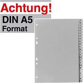Thumbnail - Exacompta Ordnerregister DIN A5 Halbformat A-Z grau 24-teilig, 1 Satz