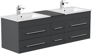 POSSEIK Waschbecken mit Unterschrank NERO XL grafit 153,0 x 46,5 x 51,2 cm