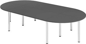 HAMMERBACHER Konferenztisch grafit oval, Rundrohr chrom, 320,0 x 160,0 x 72,0 - 74,0 cm