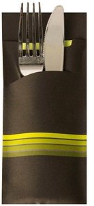 Thumbnail - PAPSTAR Bestecktaschen Stripes schwarz/gelb 8,5 x 20,0 cm, 520 St.