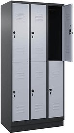 CP Spind Classic PLUS schwarzgrau, weißaluminium 080320-30 S10156, 6 Schließfächer 90,0 x 50,0 x 195,0 cm