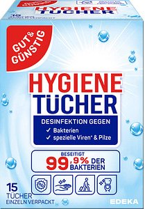 GUT&GÜNSTIG Desinfektionstücher 1-lagig weiß, 15 Tücher