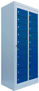LÜLLMANN Schließfachschrank enzianblau, lichtgrau 526301, 20 Schließfächer 74,0 x 50,0 x 180,0 cm