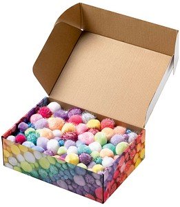 folia Pompons farbsortiert Jumbo Pastell Ø 1,5 - 4,0 cm 900 St.
