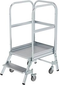 MUNK Podestleiter 50102 fahrbar silber 2 Stufen, H: 148,0 cm