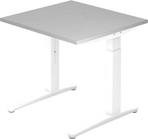 HAMMERBACHER VXB08 höhenverstellbarer Schreibtisch lichtgrau quadratisch, C-Fuß-Gestell weiß 80,0 x 80,0 cm