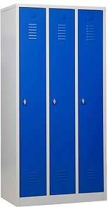 Gürkan Spind lichtgrau, enzianblau 105300, 3 Schließfächer 90,0 x 50,0 x 180,0 cm