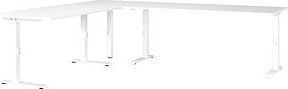 GERMANIA Mailand höhenverstellbarer Schreibtisch weiß L-Form, C-Fuß-Gestell weiß 260,0 x 220,0 cm