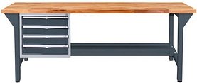 ADB Werkbank anthrazitgrau, lichtgrau 4 Schubladen 200,0 x 75,0 x 85,0 cm