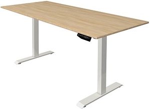 Kerkmann Move 1 elektrisch höhenverstellbarer Schreibtisch eiche hell rechteckig, T-Fuß-Gestell weiß 180,0 x 80,0 cm