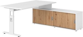 Thumbnail - HAMMERBACHER OSE16SB höhenverstellbarer Schreibtisch weiß rechteckig, T-Fuß-Gestell weiß 160,0 x 80,0 cm