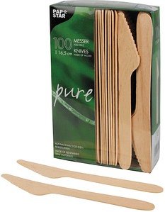 PAPSTAR Einweg-Messer pure, Holz, 100 St.