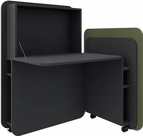 fm FLATup Sekretär graphit/ dunkelgrün rechteckig, schwarz 107,0 x 41,5 - 91,0 cm