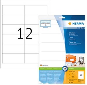 Thumbnail - HERMA Etiketten 8628 weiß 97,0 x 42,3 mm, 10 Blatt