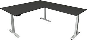Thumbnail - Kerkmann Move 4 elektrisch höhenverstellbarer Schreibtisch anthrazit rechteckig, T-Fuß-Gestell silber 200,0 x 220,0 cm