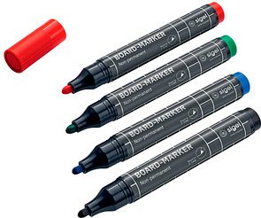 SIGEL Whiteboard- und Flipchart-Marker farbsortiert 2,0 - 3,0 mm, 4 St.