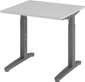 HAMMERBACHER VXB08 höhenverstellbarer Schreibtisch lichtgrau quadratisch, C-Fuß-Gestell grau 80,0 x 80,0 cm