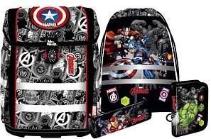 Mc®Neill Schulranzen-Set PERFECTO MARVEL AVENGERS Kunstfaser schwarz