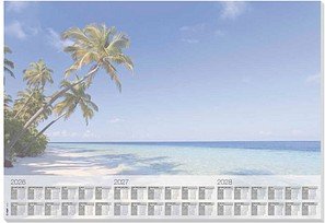 SIGEL Schreibtischunterlage Beach 2026/2027/208 blau Papier 59,5 x 41,0 cm, 30 Blatt