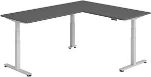 HAMMERBACHER XDSMW1916 elektrisch höhenverstellbarer Schreibtisch grafit rechteckig, T-Fuß-Gestell silber 180,0 x 240,0 ...