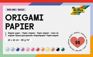 folia Faltblätter Origami Duo Uni Basic mehrfarbig 96 Blatt