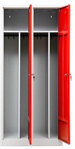 Gürkan Spind lichtgrau, feuerrot 104050, 2 Schließfächer 80,0 x 50,0 x 180,0 cm