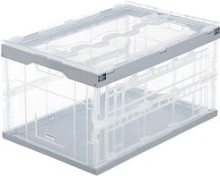 Thumbnail - relaxdays Klappbox 60,0 l transparent/grau 59,5 x 39,5 x 31,5 cm