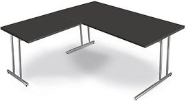 Thumbnail - Kerkmann Lago Schreibtisch anthrazit L-Form, C-Fuß-Gestell chrom 160,0 x 80,0 cm