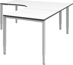 röhr Imperia höhenverstellbarer Schreibtisch weiß L-Form, 6-Fuß-Gestell silber 180,0 x 80,0/200,0 cm