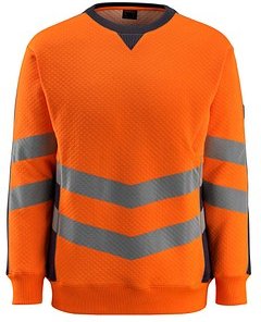 MASCOT® unisex Warnschutz-Langarmshirt Wigton orange, schwarzblau Größe L, 1 St.
