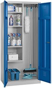 Gürkan Putzmittelschrank 104528 lichtgrau, enzianblau 4 Fachböden 80,0 x 50,0 x 180,0 cm, aufgebaut, 1 St.