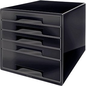 AKTION: LEITZ Schubladenbox CUBE Duo Colour schwarz/grau 52531095, DIN A4 mit 5 Schubladen, 1 St. mit Prämie nach Regis...