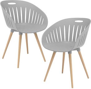 2 Topstar Schalenstühle T2023 FZ20EIG-2 hellgrau Kunststoff