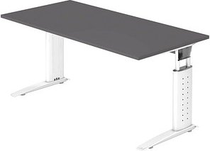 HAMMERBACHER US16 höhenverstellbarer Schreibtisch grafit rechteckig, C-Fuß-Gestell weiß 160,0 x 80,0 cm