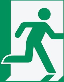 Hinweisaufkleber "Notausgang rechts" quadratisch 14,8 x 14,8 cm, 1 St.