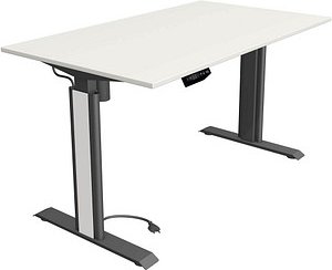 Kerkmann Move 1 advance elektrisch höhenverstellbarer Schreibtisch weiß rechteckig, T-Fuß-Gestell grau 140,0 x 80,0 cm