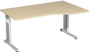 geramöbel Flex Schreibtisch ahorn L-Form, C-Fuß-Gestell silber 180,0 x 100,0 cm