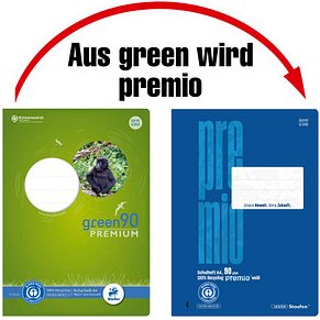 Staufen® Schulheft green Lineatur 27 liniert DIN A4 Innen- und Außenrand, 16 Blatt
