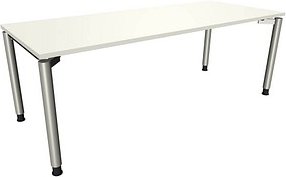 Thumbnail - fm fastline höhenverstellbarer Schreibtisch weiß rechteckig, 4-Fuß-Gestell silber 200,0 x 80,0 cm