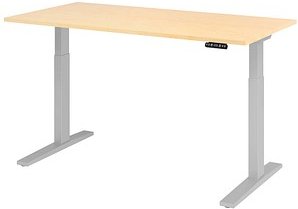 HAMMERBACHER XMKA16 elektrisch höhenverstellbarer Schreibtisch ahorn rechteckig, C-Fuß-Gestell silber 160,0 x 80,0 cm