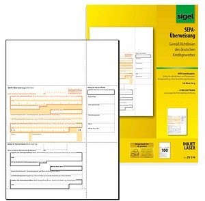 Thumbnail - SIGEL SEPA-Überweisungsschein/-Zahlschein Bankformulare ZV570, 100 Blatt