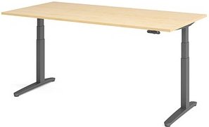HAMMERBACHER XBHM2E elektrisch höhenverstellbarer Schreibtisch ahorn rechteckig, C-Fuß-Gestell grau 200,0 x 100,0 cm