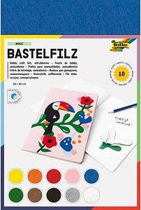 folia Bastelfilz selbstklebend farbsortiert 10 Bogen