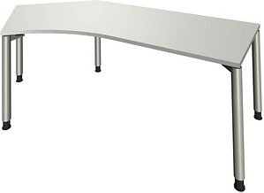 Thumbnail - fm fastline Schreibtisch lichtgrau Bogenform, 4-Fuß-Gestell silber 220,0 x 80,0 cm