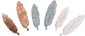 Rayher Holz-Streudeko grau/braun/weiß Federn, 15 St.